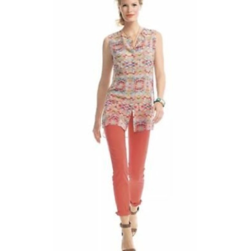 CAbi Avery Multi-Colored Aztec Print Tunic Top Size Medium